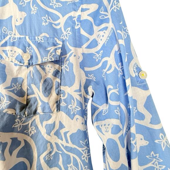 Lilly Pulitzer Size SMALL Button Up Blouse Monkey Print Preppy Shake it Up Beach - Picture 3 of 12